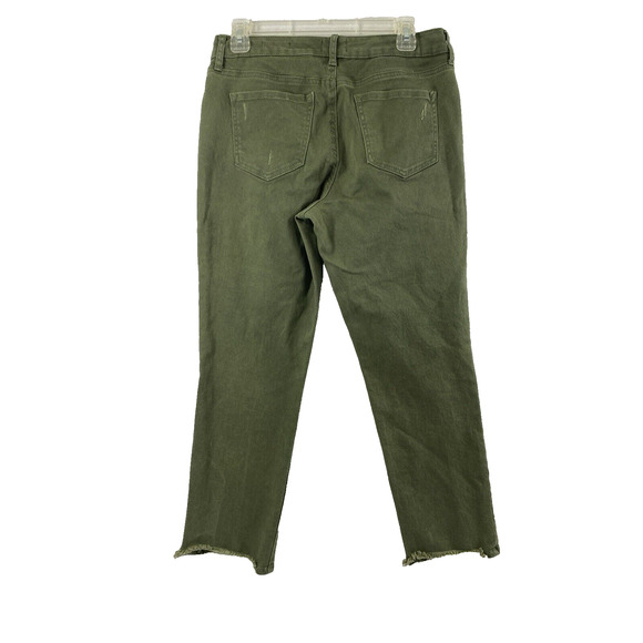 Scoop Jeans Womens Size 8 Retro Boy Olive Green‎ Raw Hem Distress Straight - Picture 2 of 15
